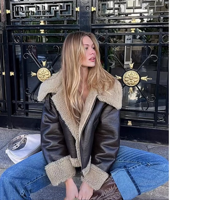 Jaqueta Feminina de Couro Plass